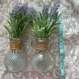 Lavender Glass Vase Set with Twine Accent - Farmhouse decor